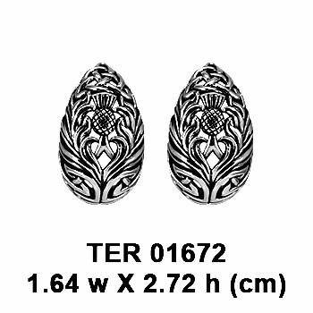 A strong emblem in full bloom ~ Sterling Silver Jewelry Celtic Thistle Post Earrings TER1672 - Jewelry